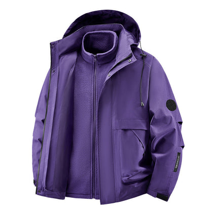 Unisex🏔️3-in-1 Windproof & Waterproof Outdoor Jacket -👍Insulated lining and detachable hood!