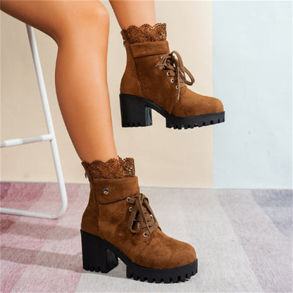 Women's Chunky Heel Lace Ankle Booties ✨𝘉𝘶𝘺 𝘢𝘯𝘺 2 𝘢𝘯𝘥 𝘨𝘦𝘵 𝘢𝘯 𝘦𝘹𝘵𝘳𝘢 8% 𝘥𝘪𝘴𝘤𝘰𝘶𝘯𝘵