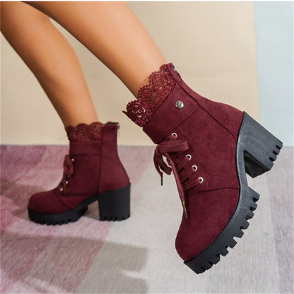 Women's Chunky Heel Lace Ankle Booties ✨𝘉𝘶𝘺 𝘢𝘯𝘺 2 𝘢𝘯𝘥 𝘨𝘦𝘵 𝘢𝘯 𝘦𝘹𝘵𝘳𝘢 8% 𝘥𝘪𝘴𝘤𝘰𝘶𝘯𝘵
