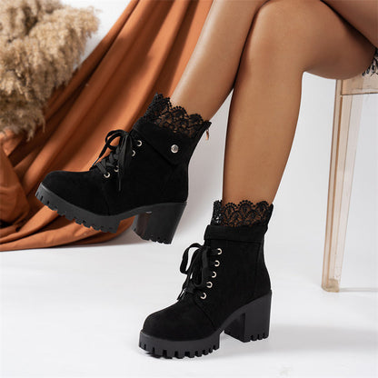 Women's Chunky Heel Lace Ankle Booties ✨𝘉𝘶𝘺 𝘢𝘯𝘺 2 𝘢𝘯𝘥 𝘨𝘦𝘵 𝘢𝘯 𝘦𝘹𝘵𝘳𝘢 8% 𝘥𝘪𝘴𝘤𝘰𝘶𝘯𝘵