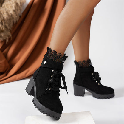Women's Chunky Heel Lace Ankle Booties ✨𝘉𝘶𝘺 𝘢𝘯𝘺 2 𝘢𝘯𝘥 𝘨𝘦𝘵 𝘢𝘯 𝘦𝘹𝘵𝘳𝘢 8% 𝘥𝘪𝘴𝘤𝘰𝘶𝘯𝘵