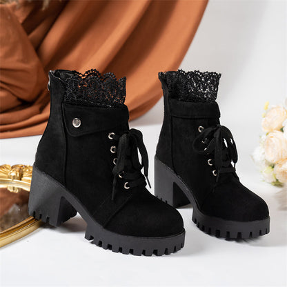 Women's Chunky Heel Lace Ankle Booties ✨𝘉𝘶𝘺 𝘢𝘯𝘺 2 𝘢𝘯𝘥 𝘨𝘦𝘵 𝘢𝘯 𝘦𝘹𝘵𝘳𝘢 8% 𝘥𝘪𝘴𝘤𝘰𝘶𝘯𝘵