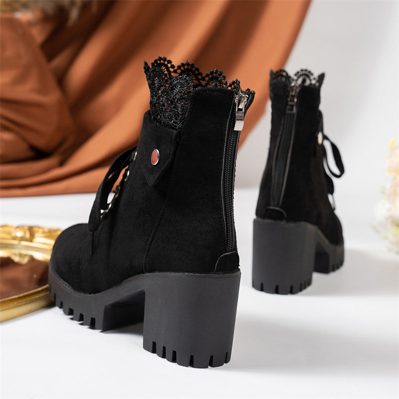 Women's Chunky Heel Lace Ankle Booties ✨𝘉𝘶𝘺 𝘢𝘯𝘺 2 𝘢𝘯𝘥 𝘨𝘦𝘵 𝘢𝘯 𝘦𝘹𝘵𝘳𝘢 8% 𝘥𝘪𝘴𝘤𝘰𝘶𝘯𝘵