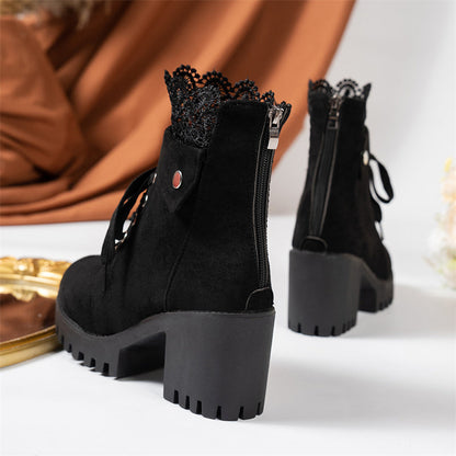 Women's Chunky Heel Lace Ankle Booties ✨𝘉𝘶𝘺 𝘢𝘯𝘺 2 𝘢𝘯𝘥 𝘨𝘦𝘵 𝘢𝘯 𝘦𝘹𝘵𝘳𝘢 8% 𝘥𝘪𝘴𝘤𝘰𝘶𝘯𝘵