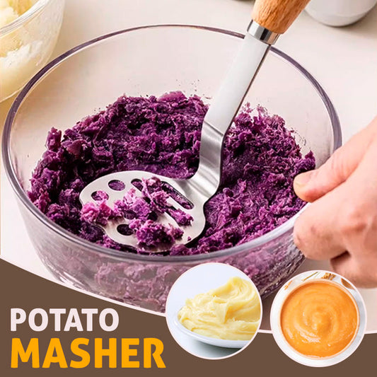 Stainless Steel Potato Masher with Wooden Handle