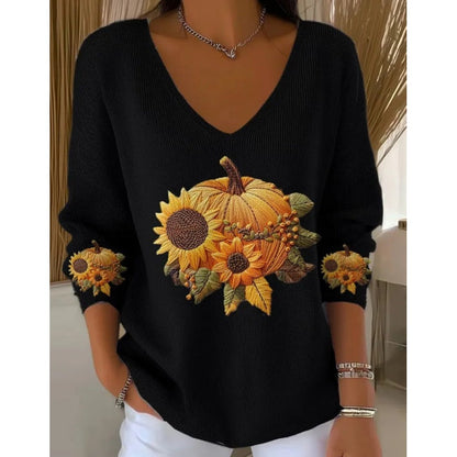 🍁🎃Women's V-Neck Long Sleeve Top✨
