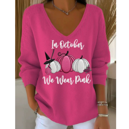 🍁🎃Women's V-Neck Long Sleeve Top✨