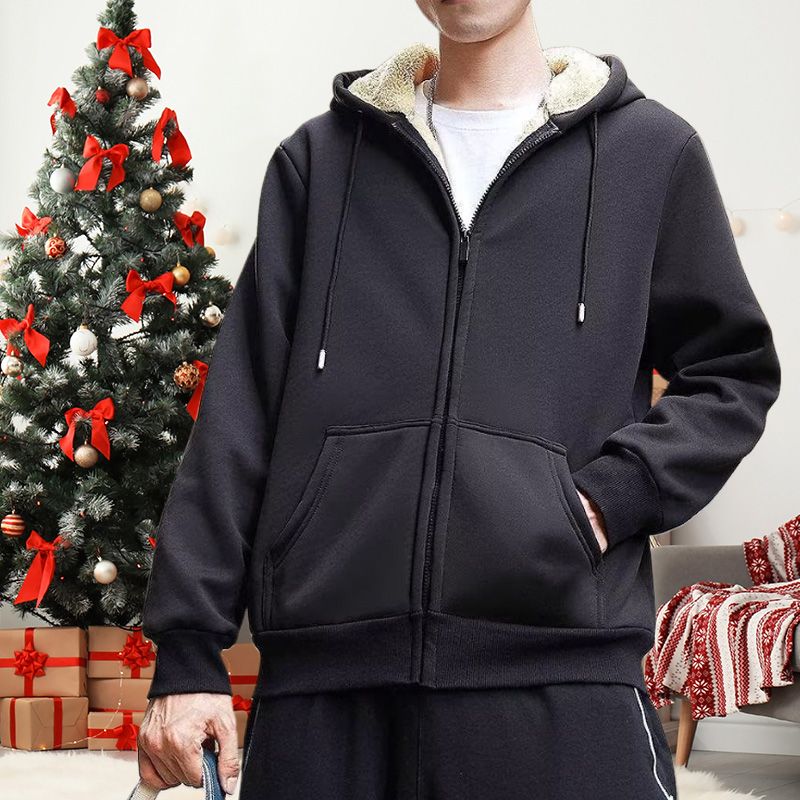 Men’s Thickened Faux Cashmere Hoodie Cardigan