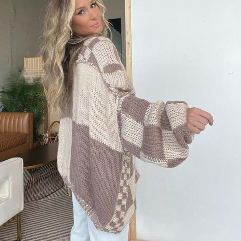 ❄️LAST DAY PROMOTION - 50%OFF 💖 Women's Checkered Open Front Cardigan