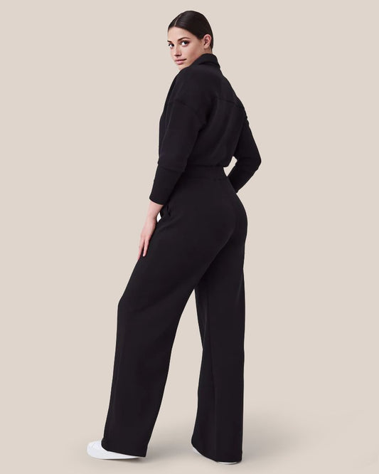 🔥AirEase Sleeve Wide-Leg Jumpsuit -👏4-way stretch, Front zip and Practical pockets!