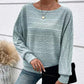 💗Solid Round-Neck Striped Top with Long Sleeves