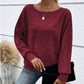 💗Solid Round-Neck Striped Top with Long Sleeves