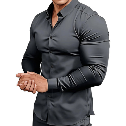 📢Hot Sale 50% OFF !!!⏰Men's Solid Color Lapel Long Sleeve Button-Down Shirts
