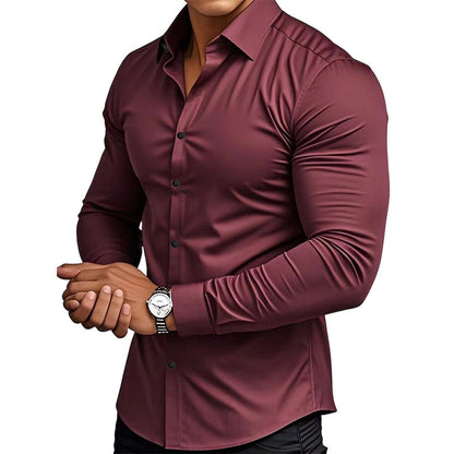 📢Hot Sale 50% OFF !!!⏰Men's Solid Color Lapel Long Sleeve Button-Down Shirts