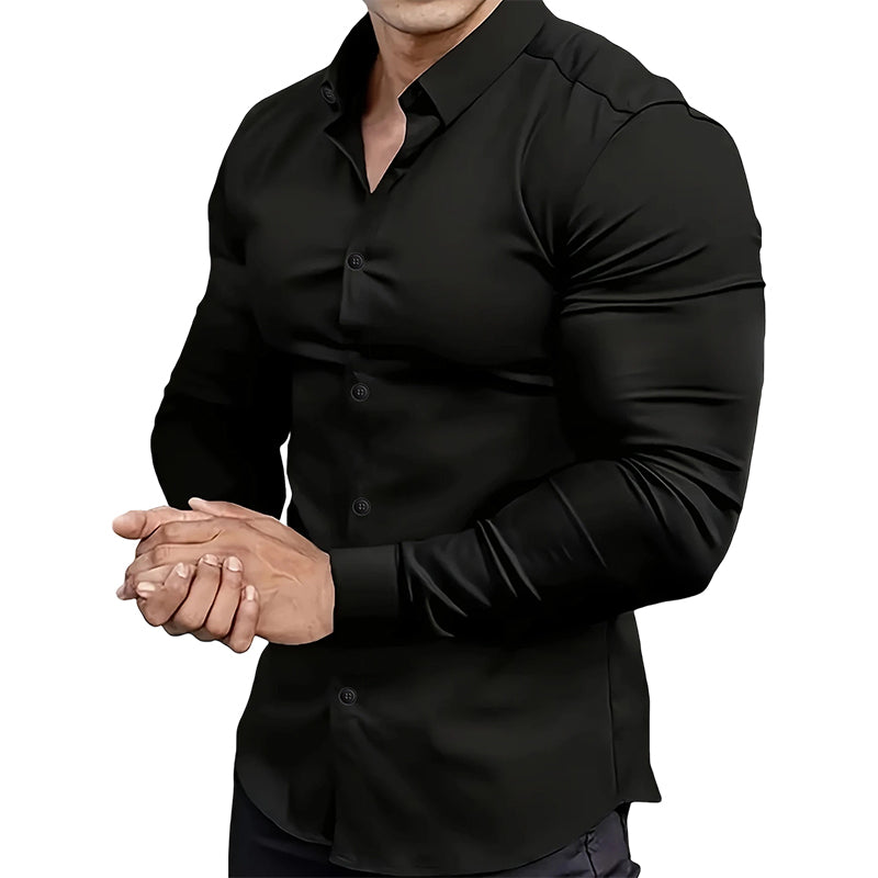 📢Hot Sale 50% OFF !!!⏰Men's Solid Color Lapel Long Sleeve Button-Down Shirts
