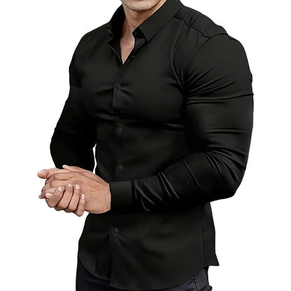 📢Hot Sale 50% OFF !!!⏰Men's Solid Color Lapel Long Sleeve Button-Down Shirts