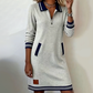 Women's Casual Half-Zip Mini Sweatshirt Dress