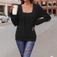 Women's Stylish Solid Color Long Sleeve Top