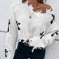 Women's Cross Graphic Ripped Cropped Sweater
