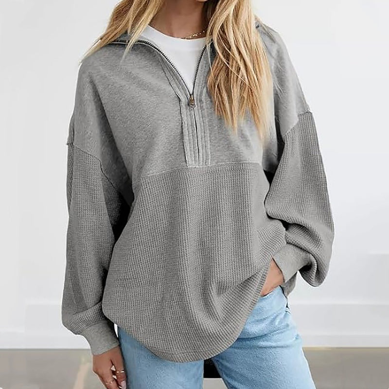 🔥New arrivals offer-Women's Casual Solid Color Half-Zip Sweatshirt