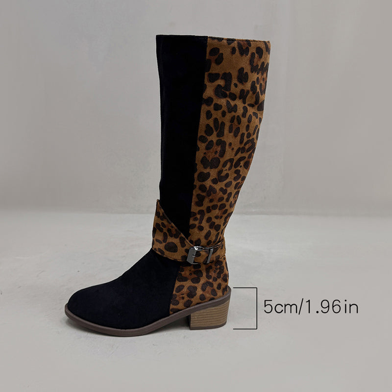 Women's Leopard Print Riding Boots
