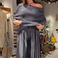 Elegant Off-the-Shoulder Top & Wide-Leg Pants Set