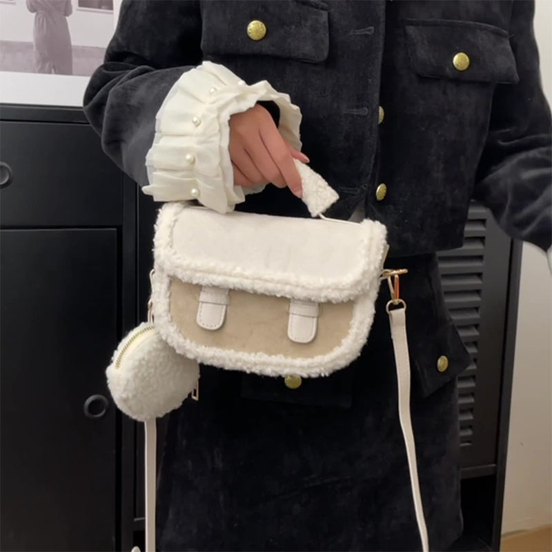 Women's Retro Plush Crossbody Bag