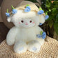 Cute Plush Lamb With Flower Bouquet Hat