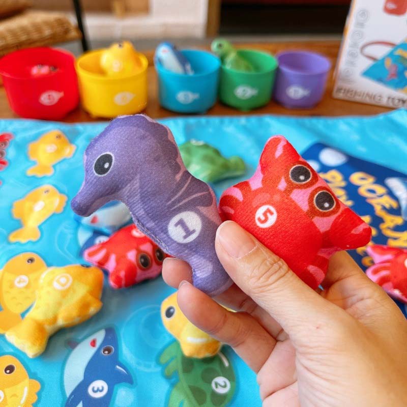 🏆Toddler Cloth Fishing Toy Set with Stacking Cups