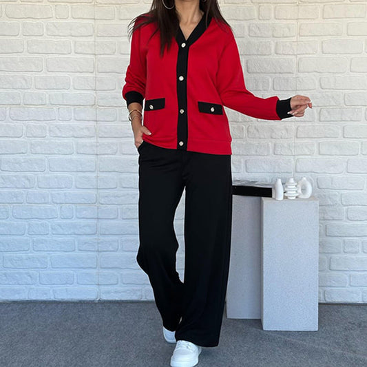 Hot Sale🔥Women's Casual Color Block Two-Piece Set👚👖