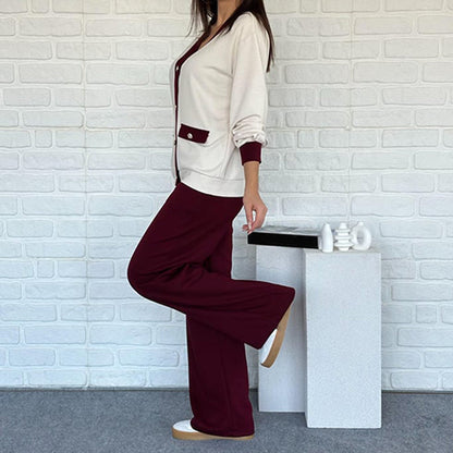 Hot Sale🔥Women's Casual Color Block Two-Piece Set👚👖