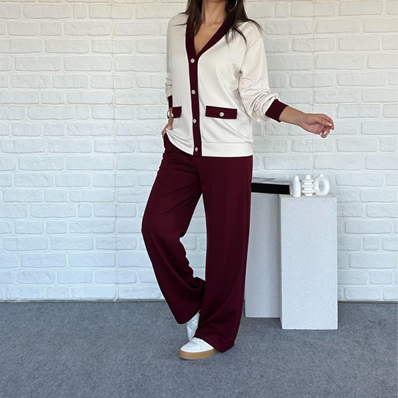 Hot Sale🔥Women's Casual Color Block Two-Piece Set👚👖
