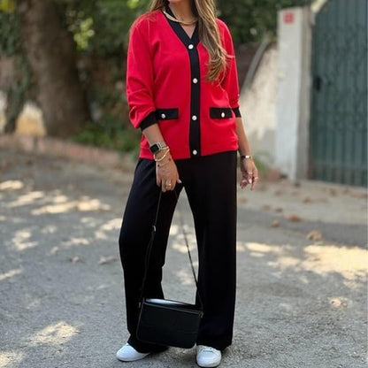 Hot Sale🔥Women's Casual Color Block Two-Piece Set👚👖