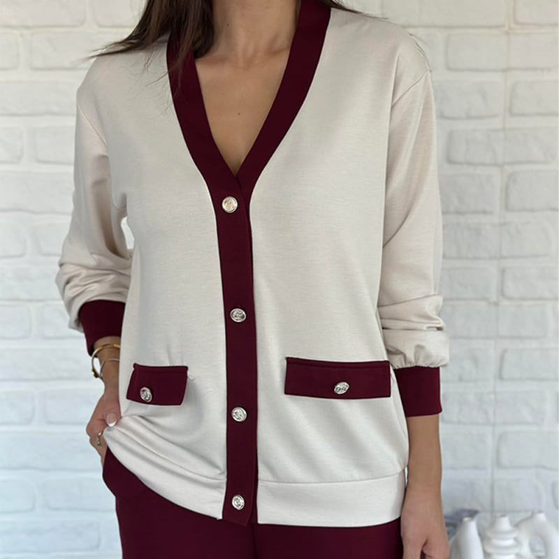 Hot Sale🔥Women's Casual Color Block Two-Piece Set👚👖
