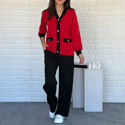 Hot Sale🔥Women's Casual Color Block Two-Piece Set👚👖
