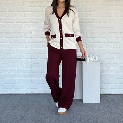 Hot Sale🔥Women's Casual Color Block Two-Piece Set👚👖