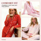 Women’s Heart-Printed Button-Down Long-Sleeve Pajama Sets