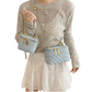 Women's Quilted Rhinestone Denim Crossbody Box Bag