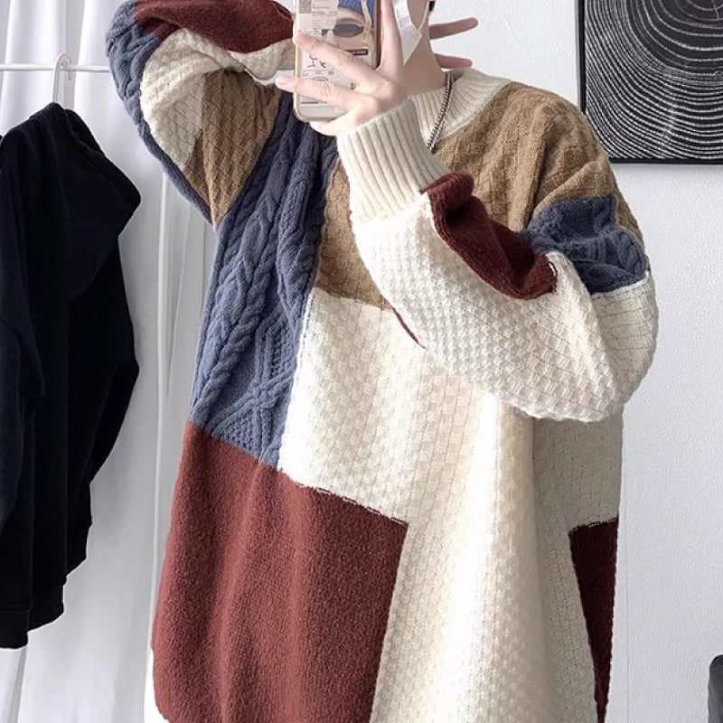 🔥Men's jumper with vintage colour blocks