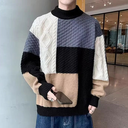 🔥Men's jumper with vintage colour blocks
