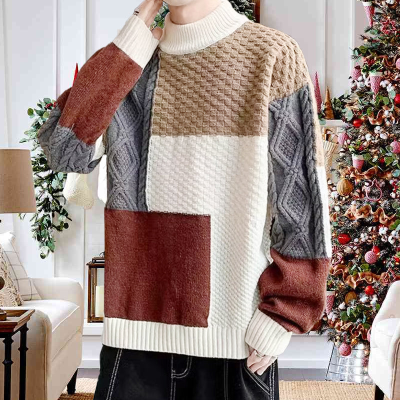 🔥Men's jumper with vintage colour blocks