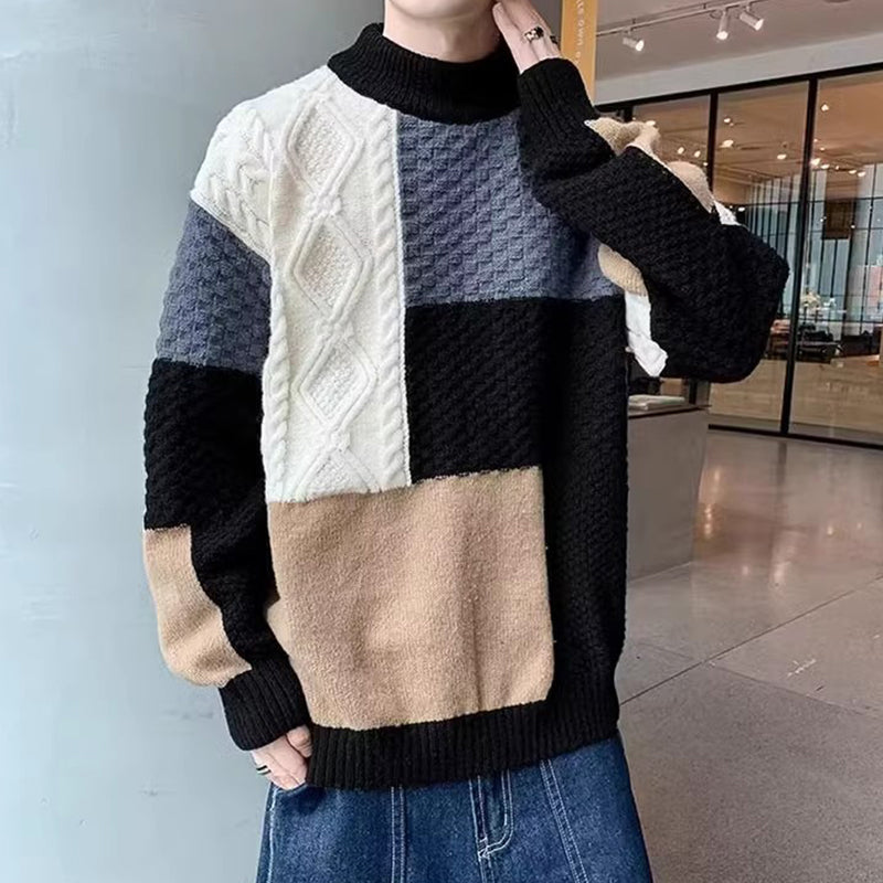 🔥Men's jumper with vintage colour blocks