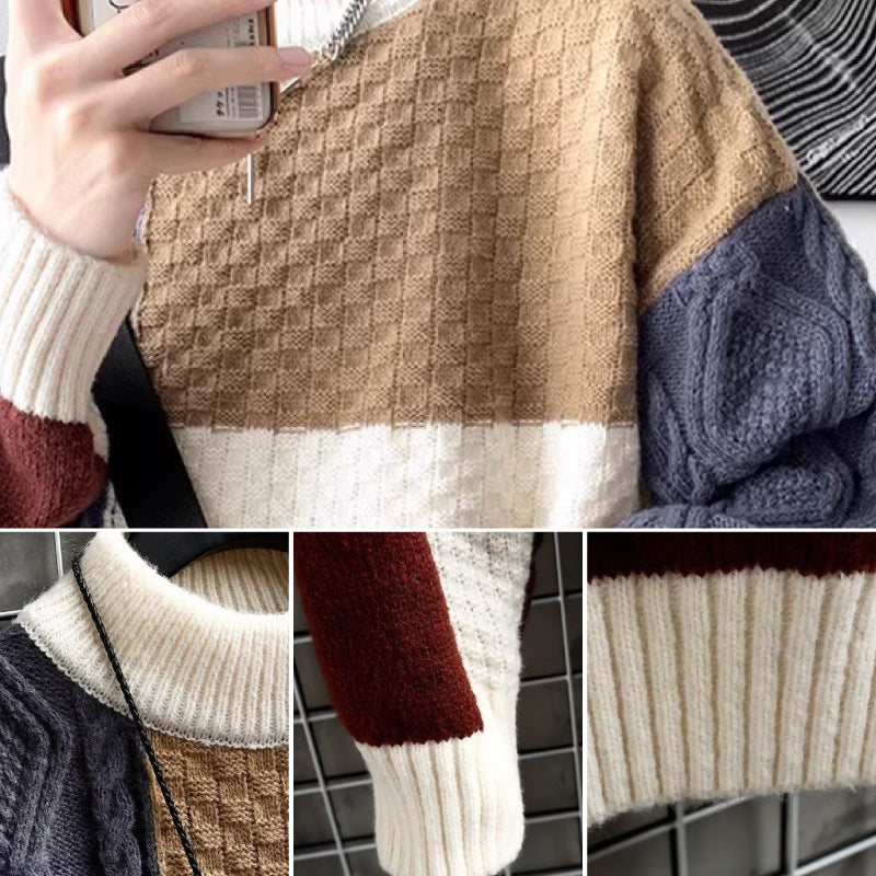 🔥Men's jumper with vintage colour blocks