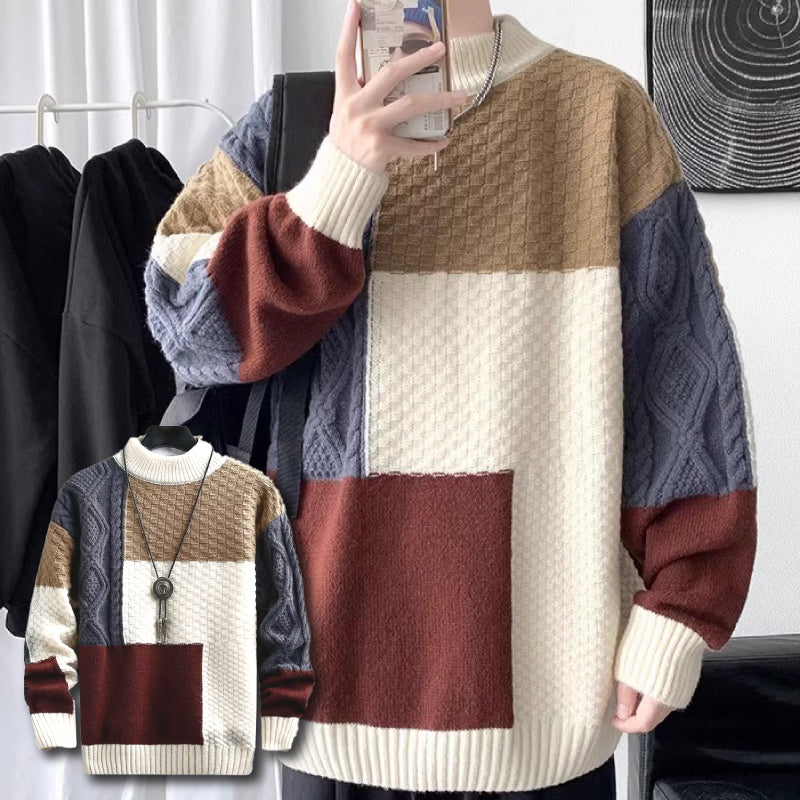🔥Men's jumper with vintage colour blocks