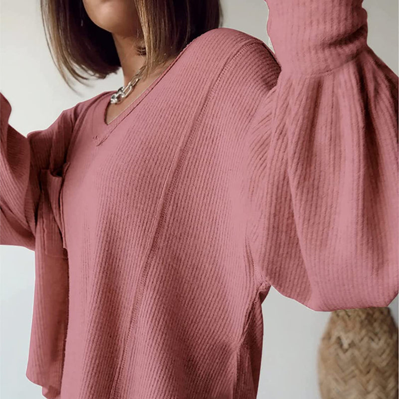 ✨ Women’s Casual V-Neck Knit Top – Soft, Flattering & Perfect for Any Occasion