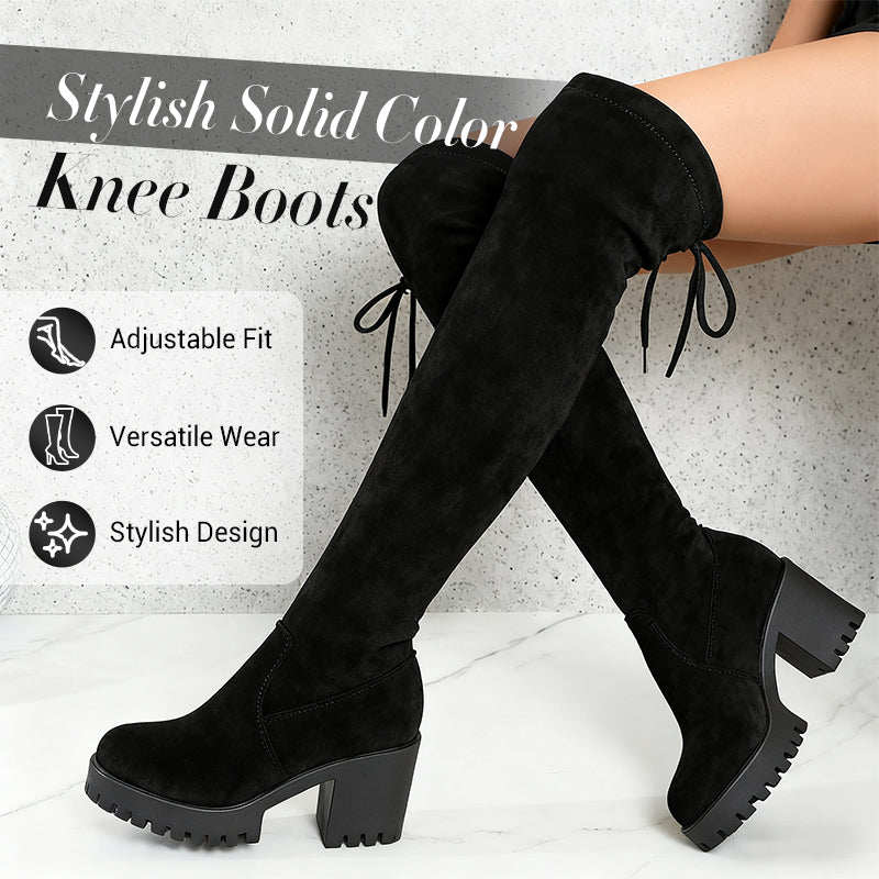 Women's Stylish Solid Color Knee Boots