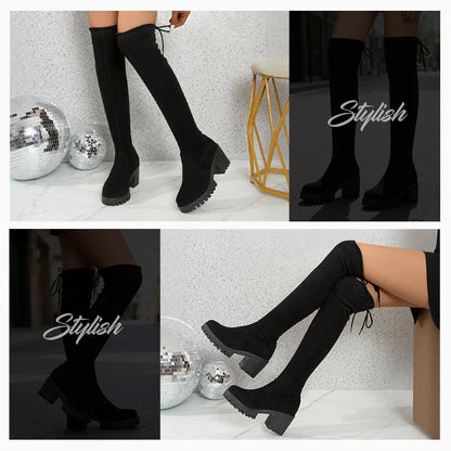 Women's Stylish Solid Color Knee Boots