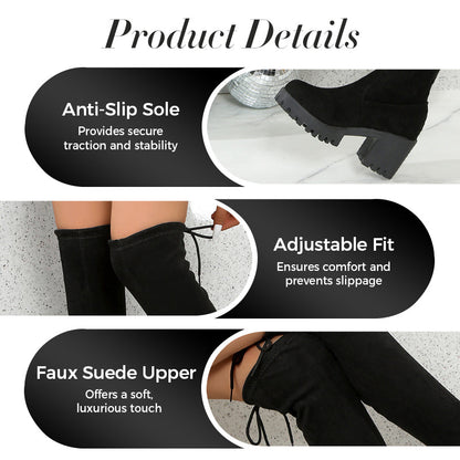 Women's Stylish Solid Color Knee Boots