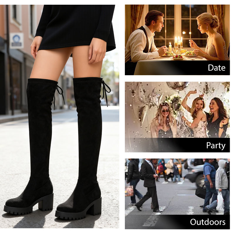 Women's Stylish Solid Color Knee Boots