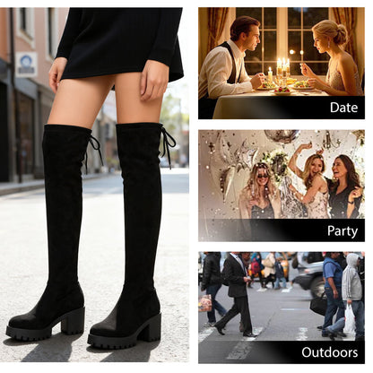 Women's Stylish Solid Color Knee Boots